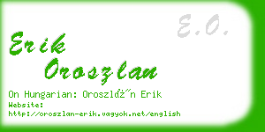 erik oroszlan business card